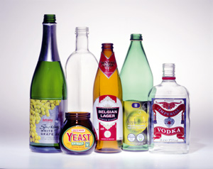 Assorted glass bottles and jars